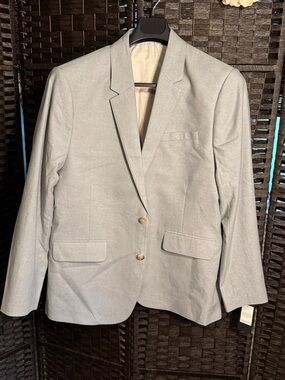 Abercrombie and Fitch Men's Light Gray Two-Button Blazer Size 44R